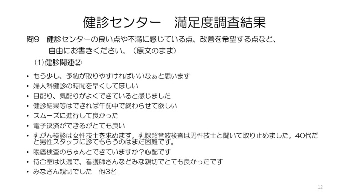 令和4年人間ドック受診者満足度調査⑫